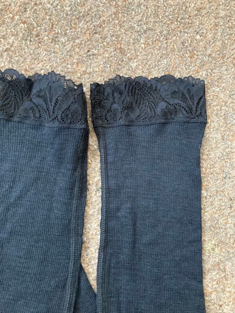 HANROハンロシルクウールレギンス　S ブラック