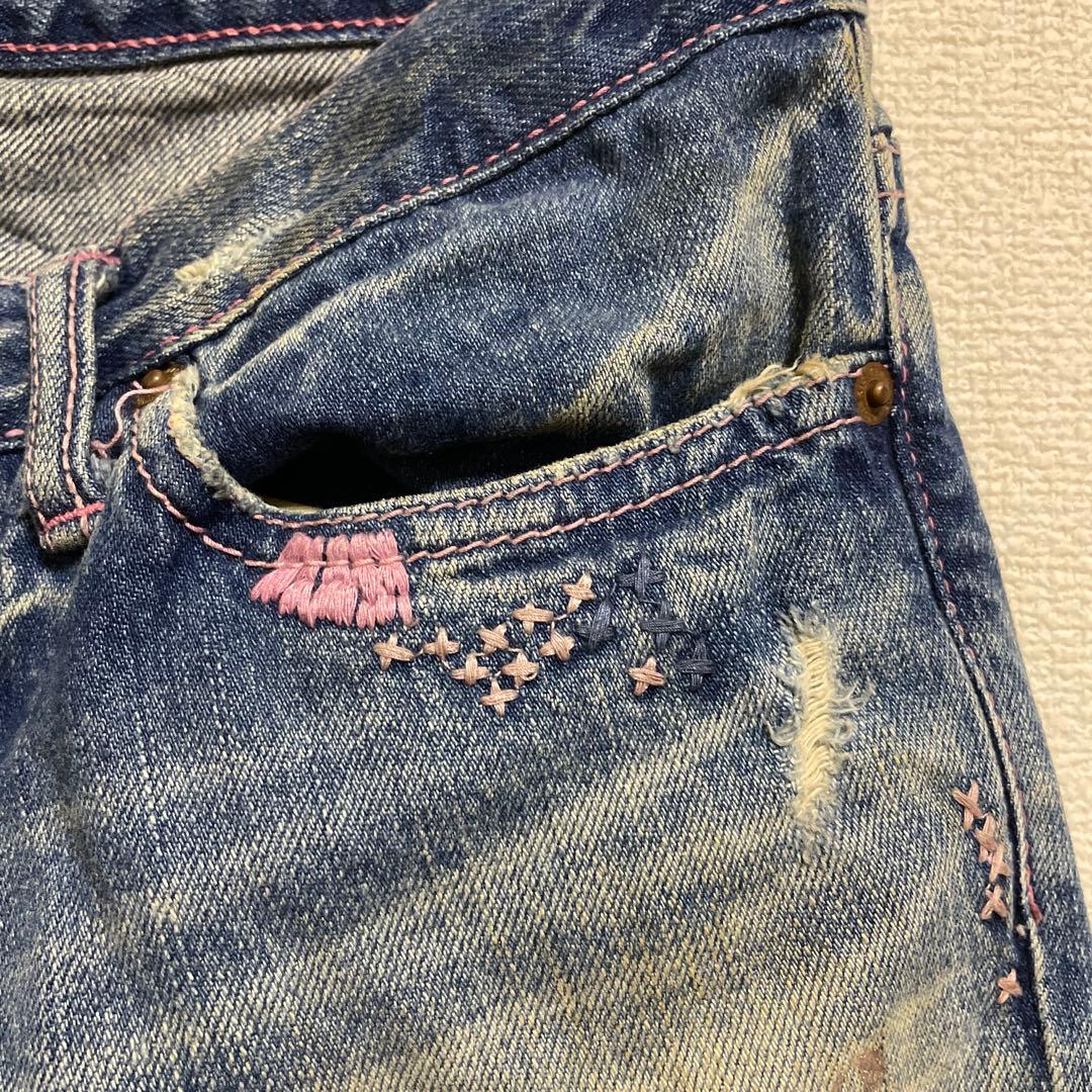 Hysteric Glamour フレアデニム　スタッズ付き　ダメージデニム