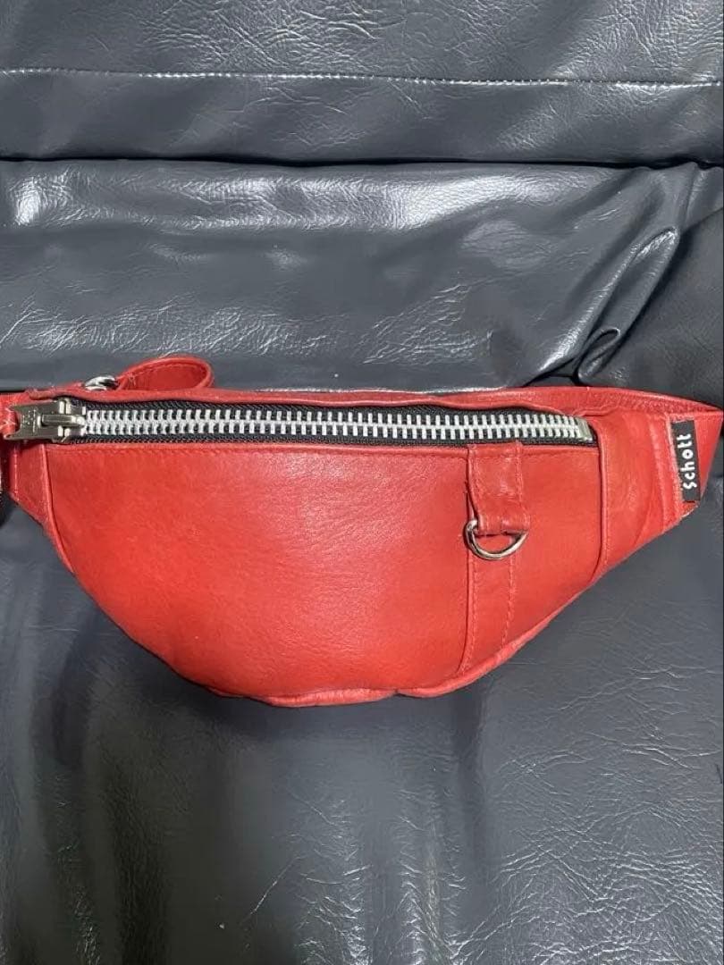 Schott レザー ボディバッグ レッド