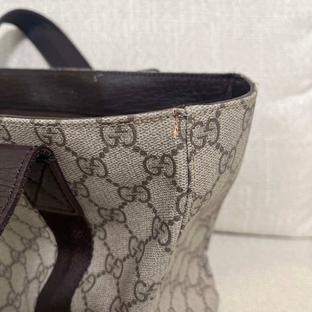 GUCCI グッチ PVC トートバッグ GG柄 レザー ブラウン ハンドバック