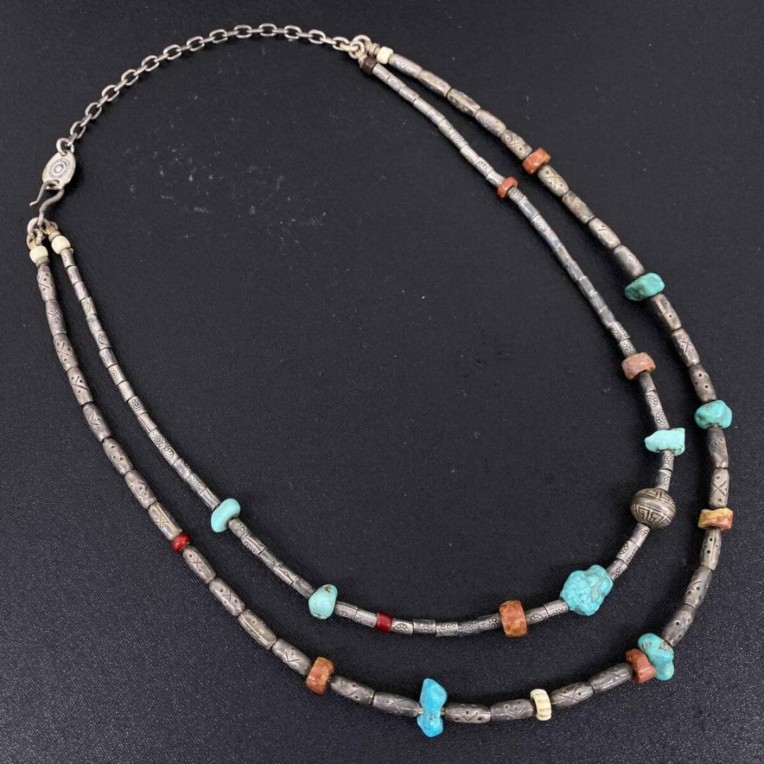 あるじゃん シルバー 925 ターコイズ ビーズ チェーン ネックレス