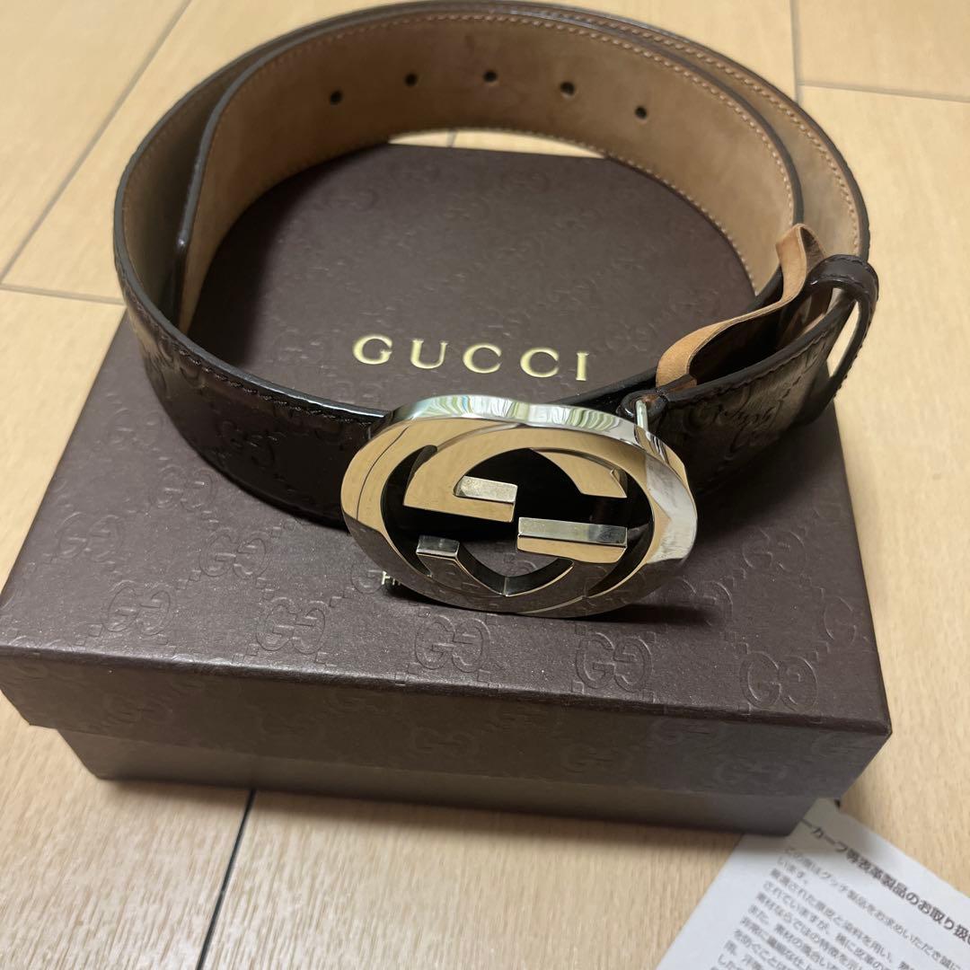 GUCCI ダブルGロゴ レザーベルト 80-85cm