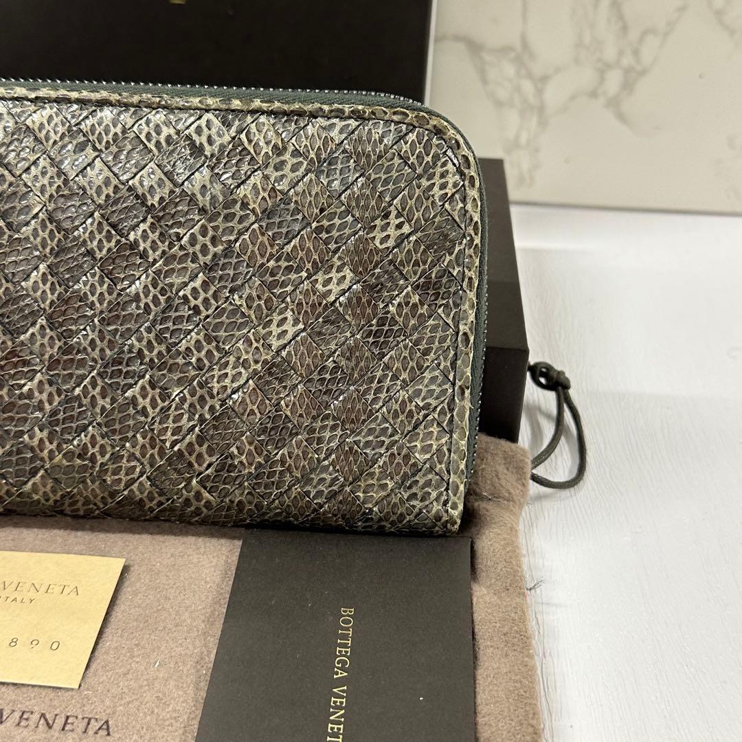 新品同様‼️ 希少色　ボッテガヴェネタ　財布　長財布　パイソン　ラウンドファスナー
