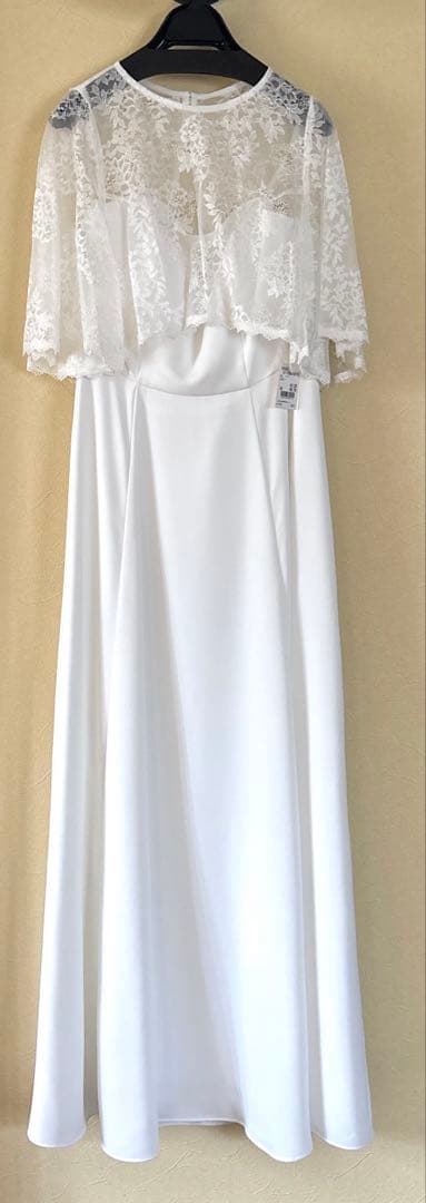 【AIMER】レースケープ付き2WAYホワイトドレス