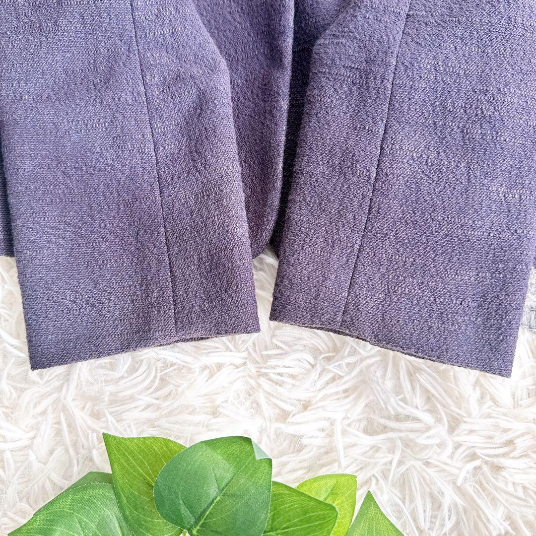 プラステ　スーツ　セットアップ　ノーカラー　パンツ　美シルエット　ネイビー