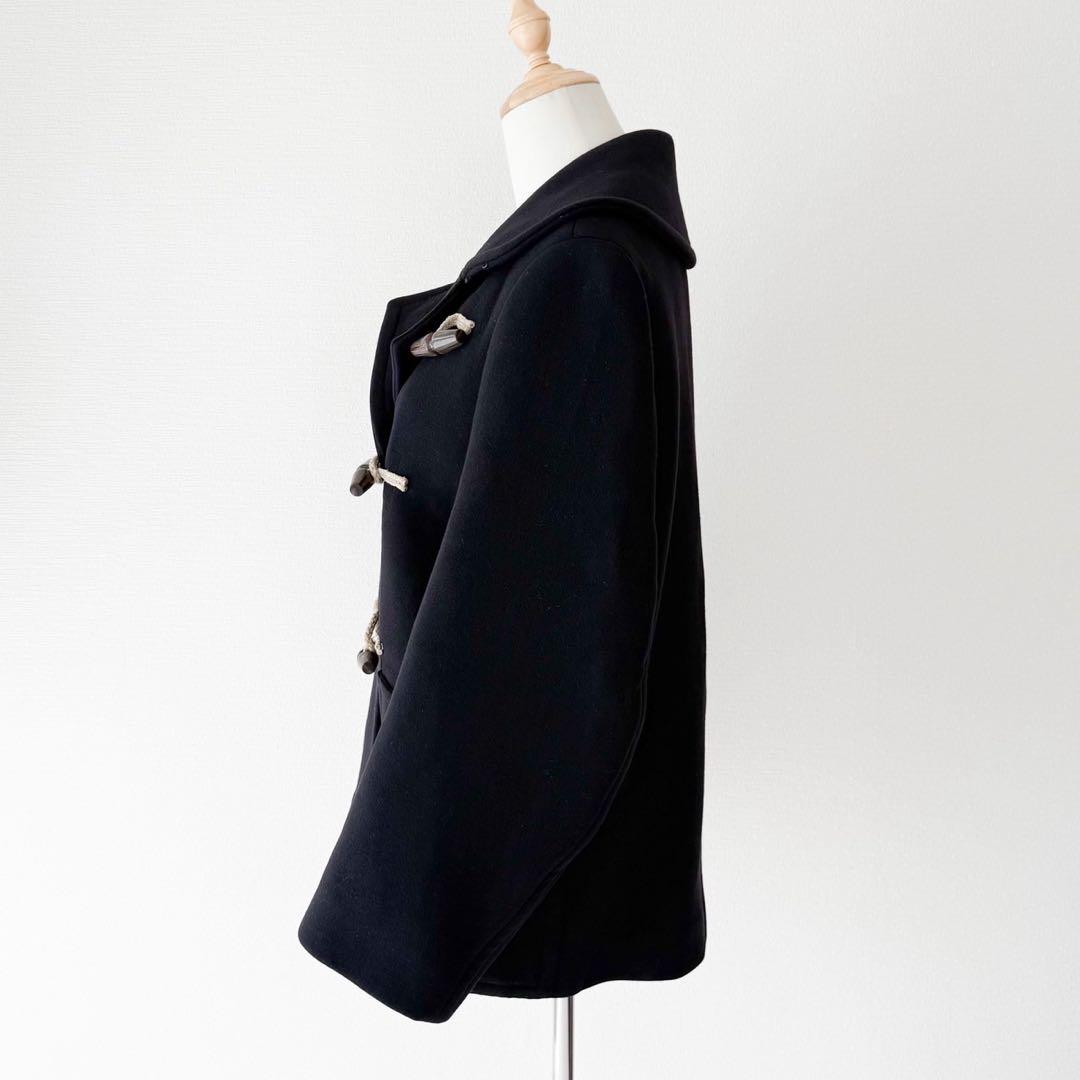 名品 HERMES ウールダッフルコート アウター ショート丈 ブラック 38