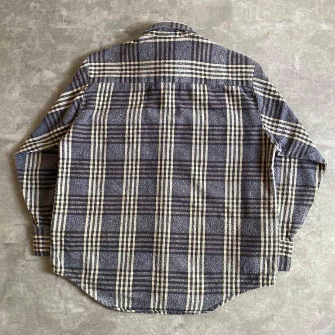 70s 80s WINTER RUN ネルシャツ 灰色×黒×白 USA製 L