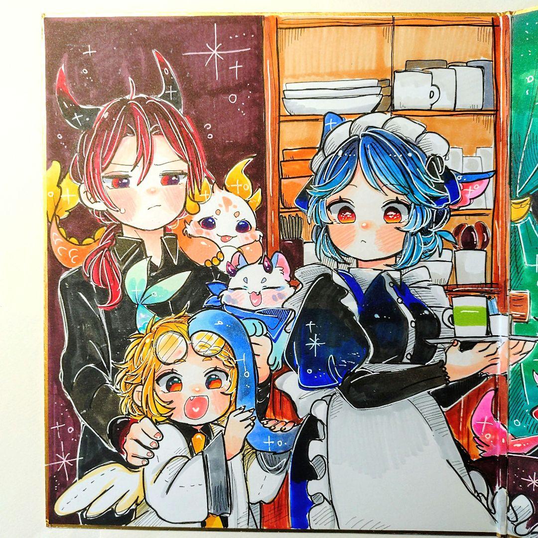 に*め様 手描きイラスト色紙 No.1500