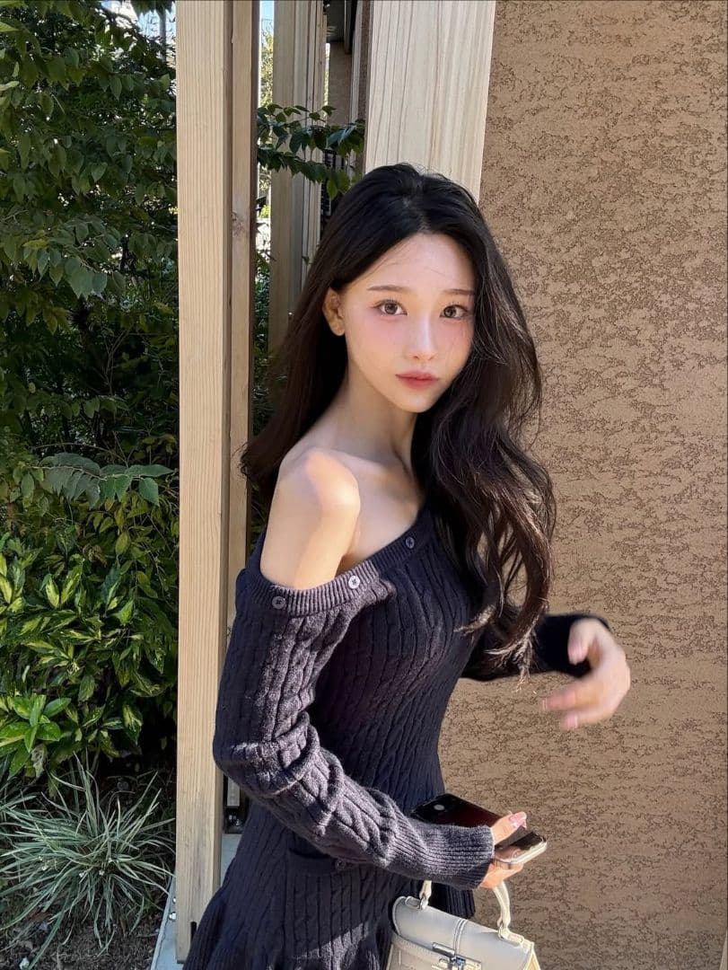 完売 YILON ♡ One shoulder cable knit op