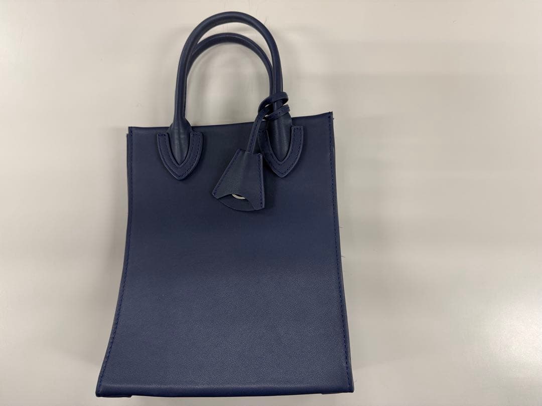 Wide Range ミニトートバッグ［本革］ネイビー