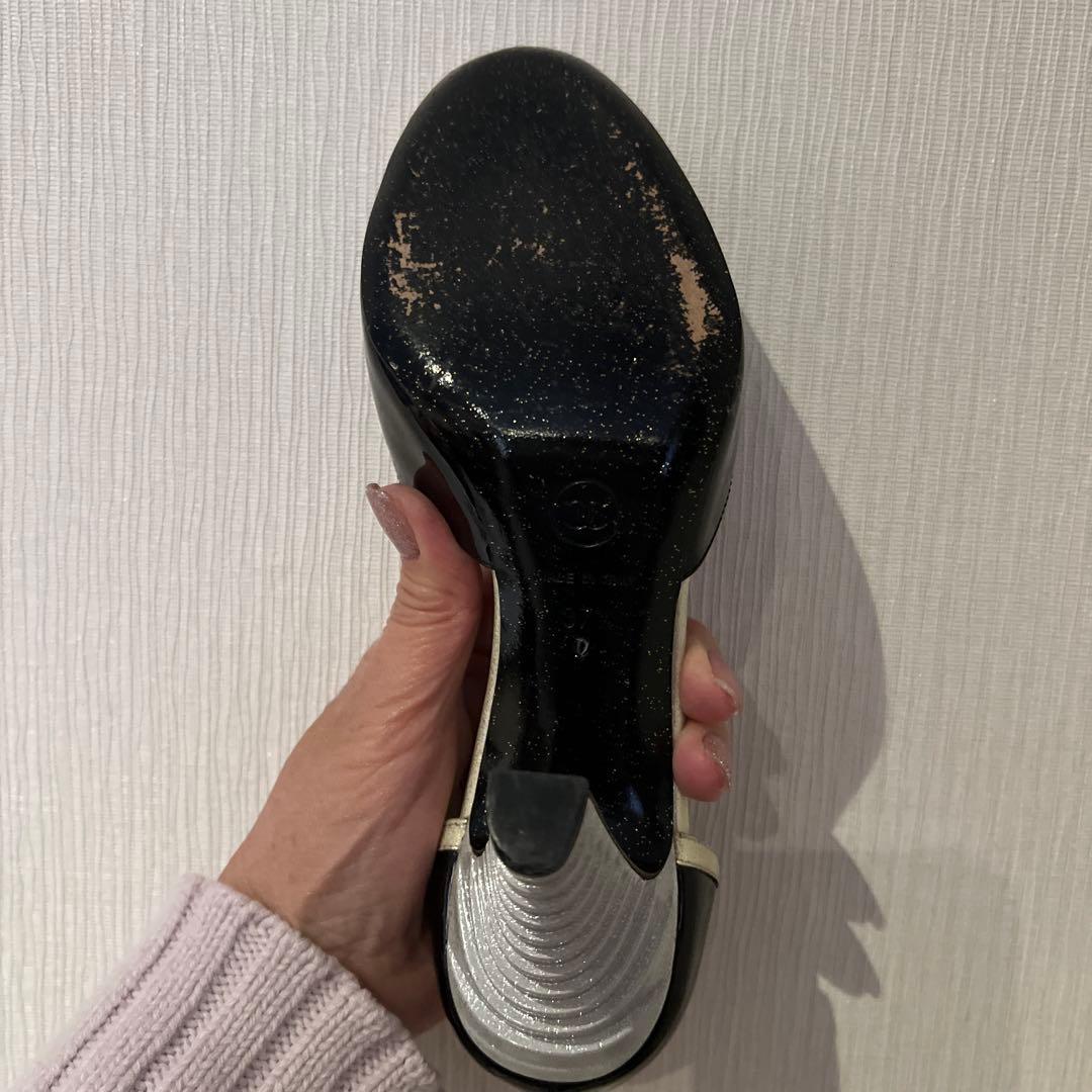 CHANEL ブラック シルバー ハイヒール