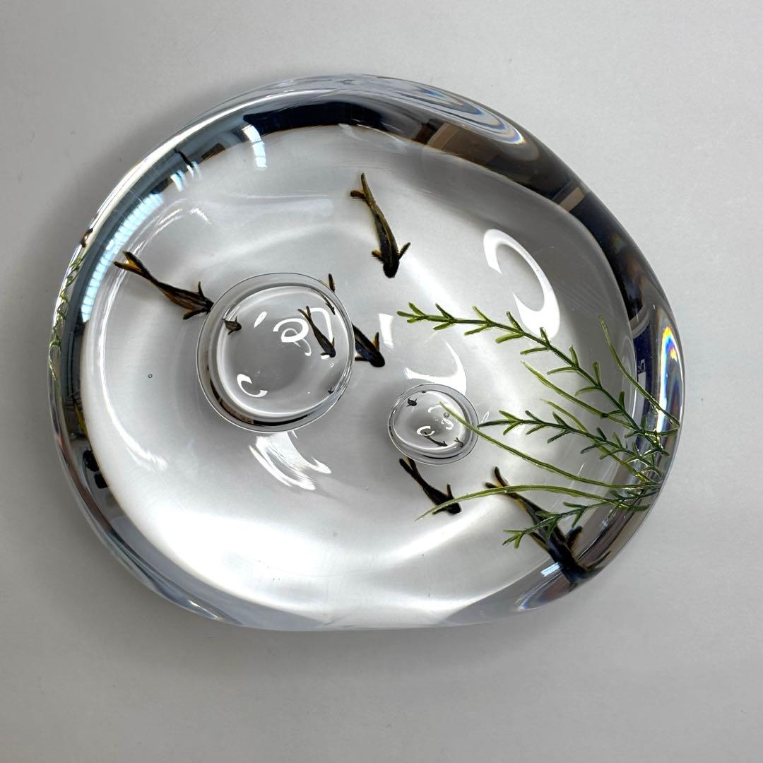 久保裕子さん作　ガラス　鮎　水草　ペーパーウェイト　文鎮　オブジェ　ハンドメイド