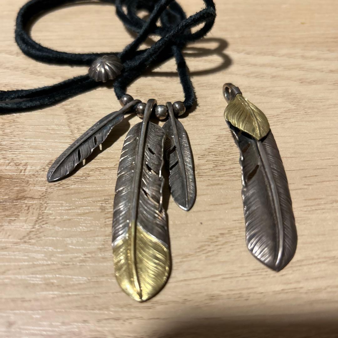 シルバー ゴールド 羽根 ネックレスセット