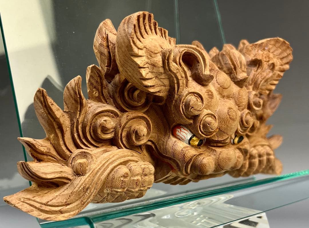 Mas ashi【木彫　獅噛】だんじり　魔除け　宮彫り　悪疫を噛み砕く