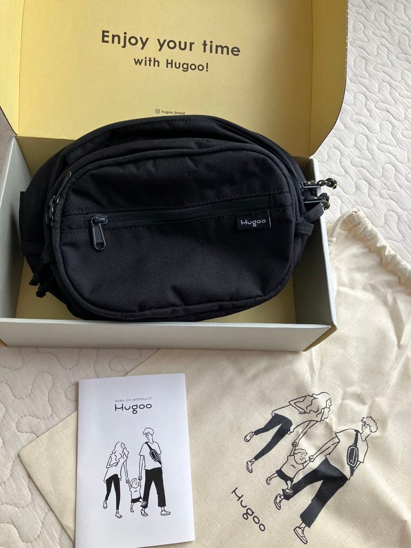 Hugoo ハグー ヒップシート ショルダーバッグ 黒×黄
