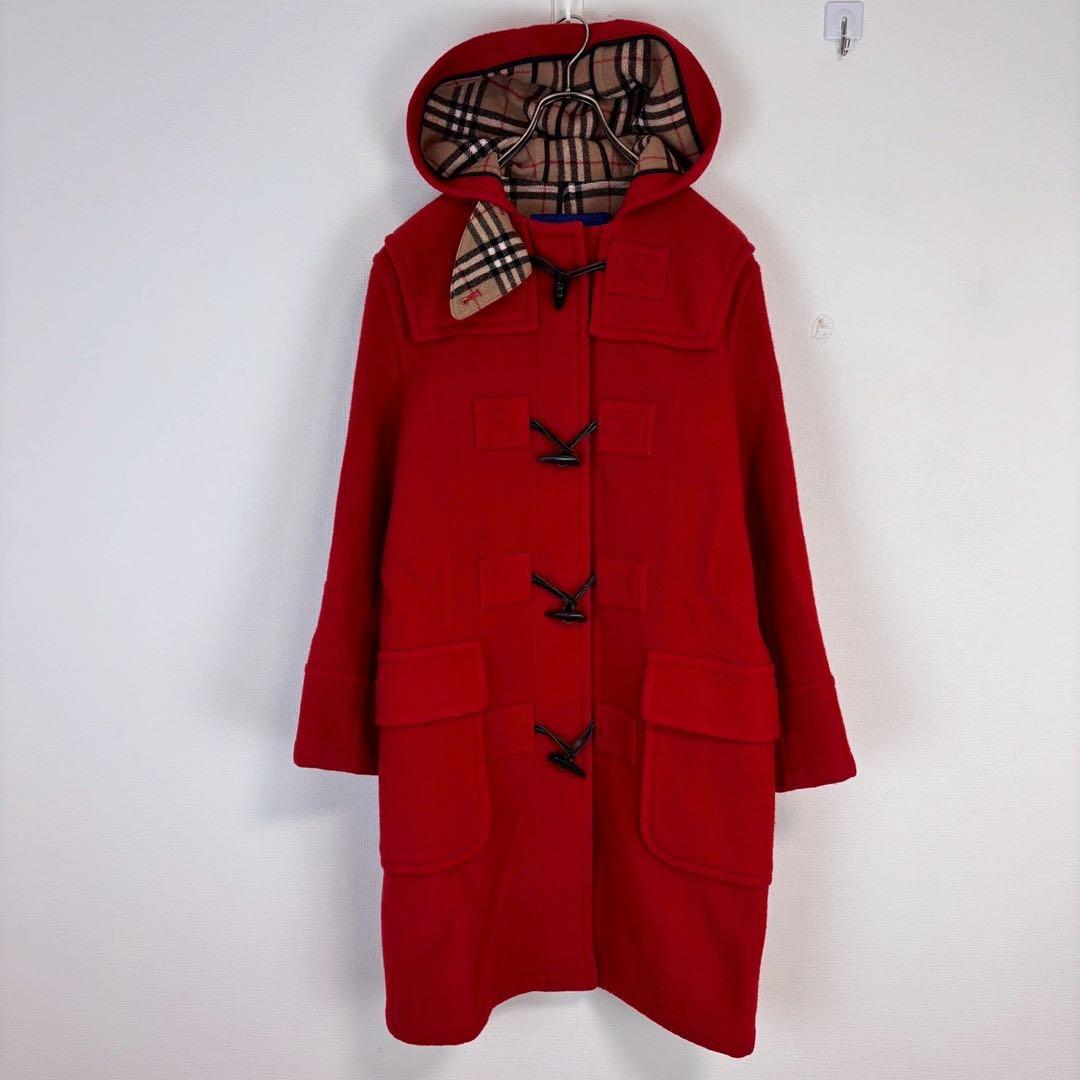 ◇ バーバリーブルーレーベル【M】ダッフルコート　アウター　フード　ノバチェック
