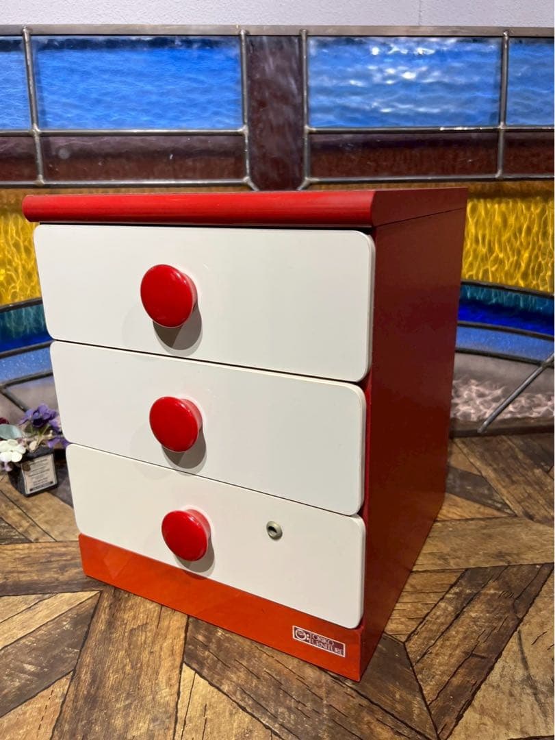 小引き出し 昭和レトロ レトロポップ インテリア 小物入れ 赤 白 当時物