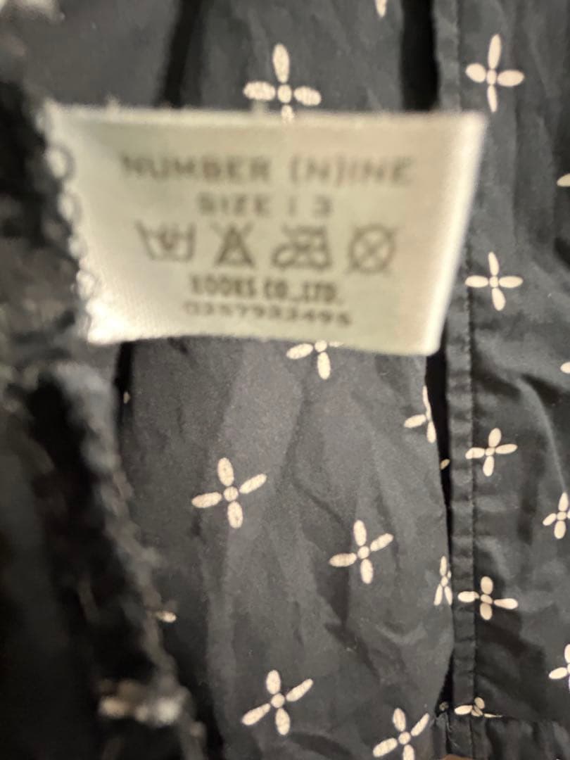 NUMBER NINE ノースリーブシャツ 黒 クロス柄 サイズ3（Ｍ）