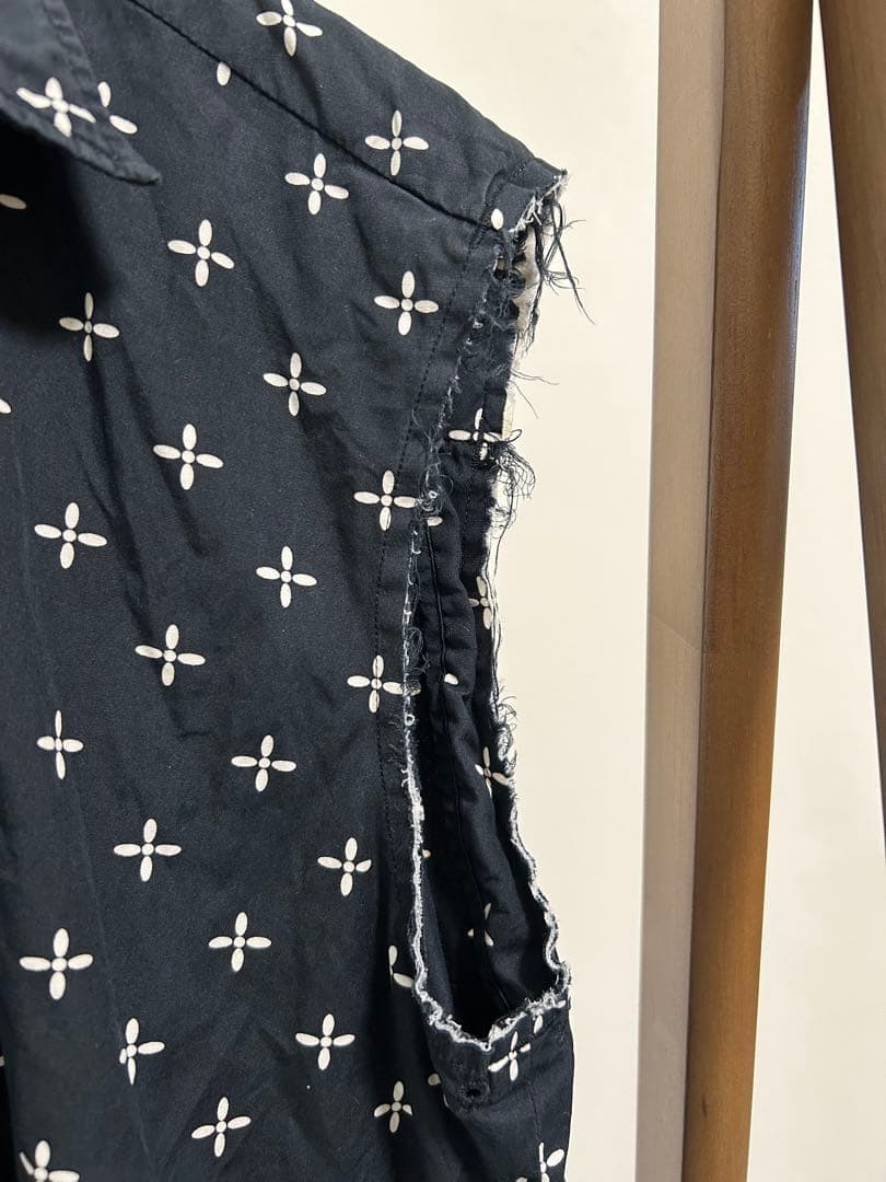 NUMBER NINE ノースリーブシャツ 黒 クロス柄 サイズ3（Ｍ）