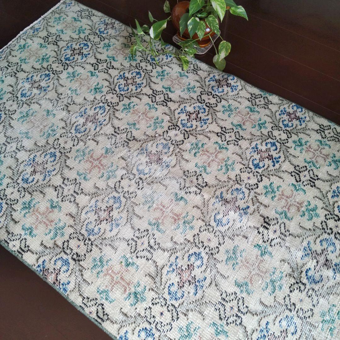 【すみれ】トルコラグ　94×209　ヴィンテージラグ　MS039