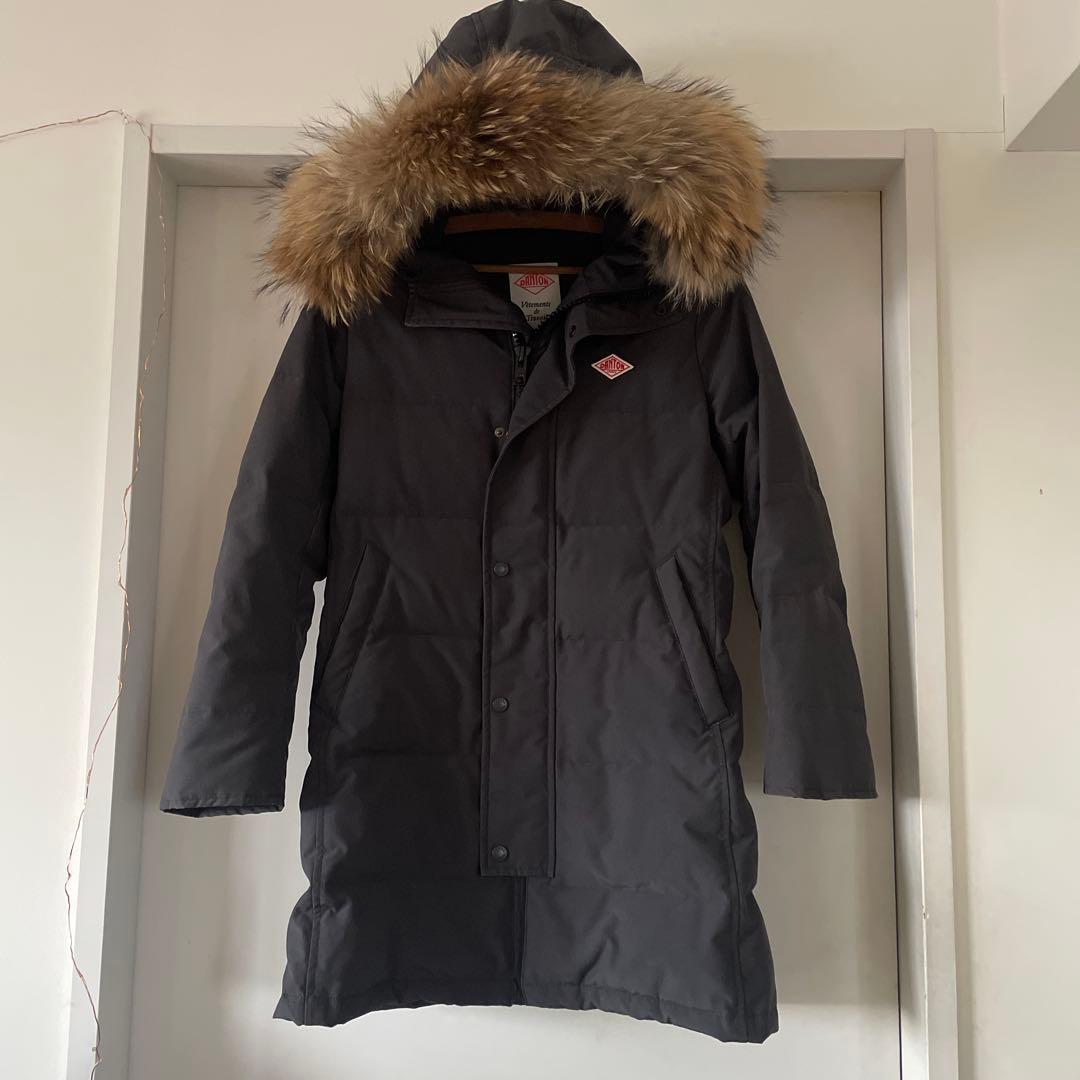 【美品】DANTON ダウンコート　34 グレー　ファー着脱可