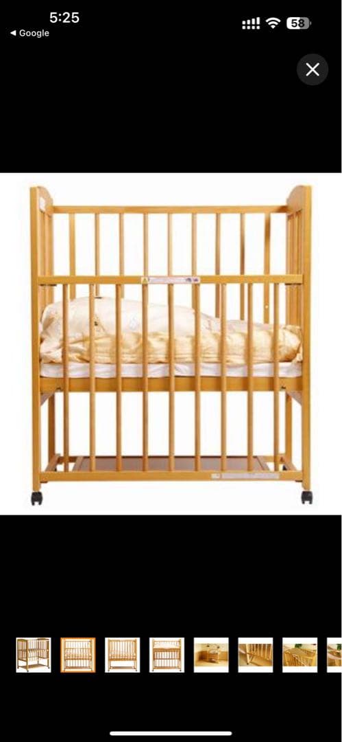 【引き取り可能】石崎家具ベビーベットミニ ワンタッチハイベッドプチNAナチュラル