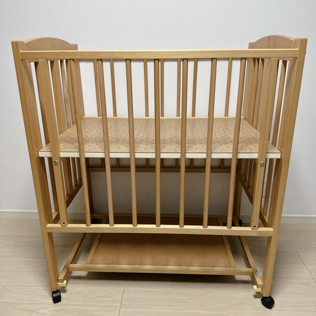 【引き取り可能】石崎家具ベビーベットミニ ワンタッチハイベッドプチNAナチュラル