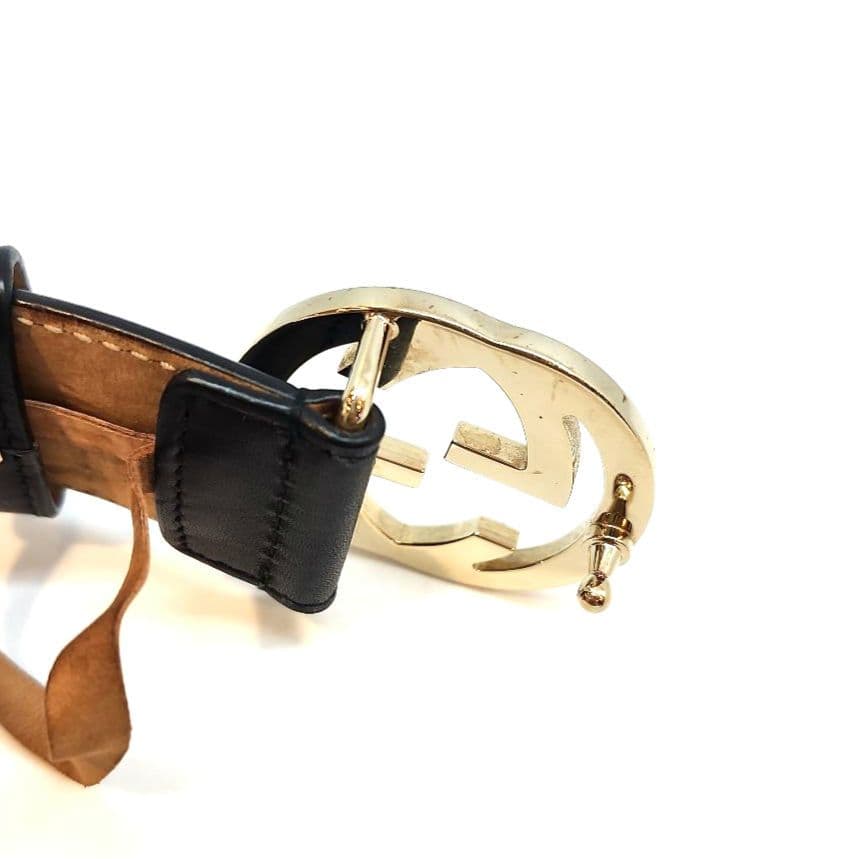 GUCCI　グッチ　 ブラック　レザー ベルト　GG