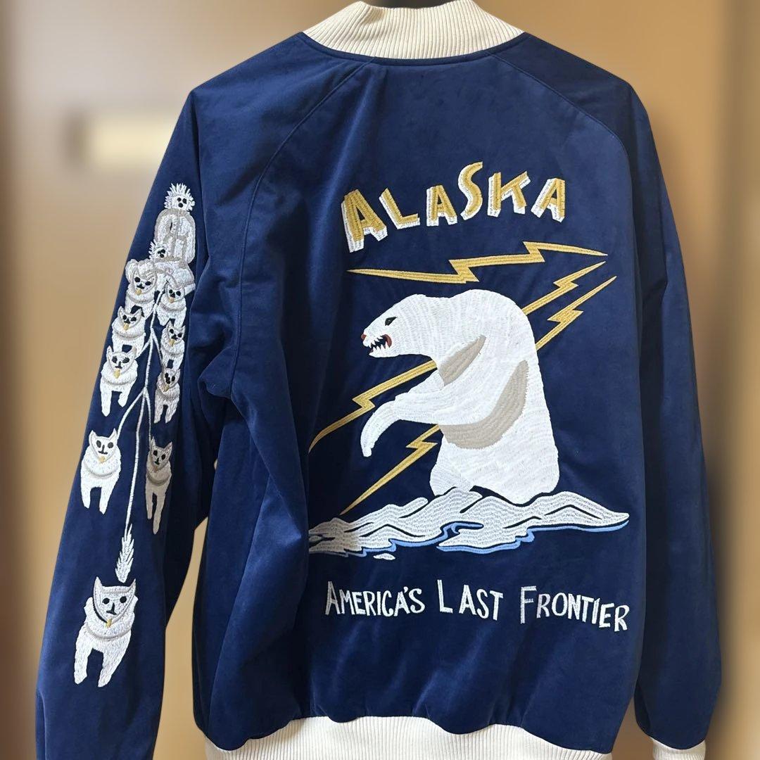 HOUSTON ネイビー スカジャン XXL アラスカ