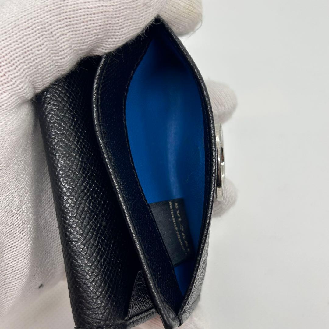 【極美品】ブルガリ カードケース 名刺入れ 小銭入ブラックレザー