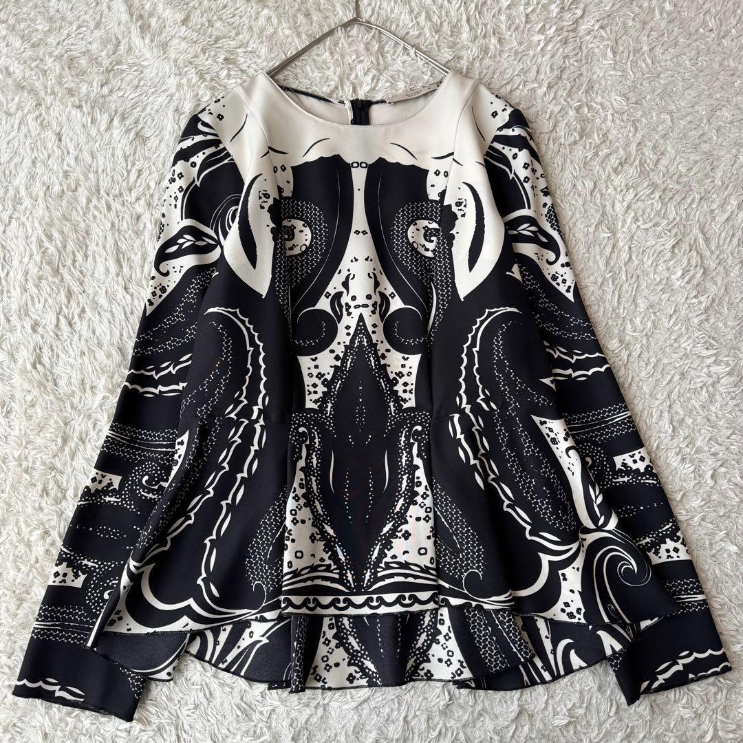 極美品 エトロ シルク ペプラム ブラウス ペイズリー フレア ジップ 絹 40