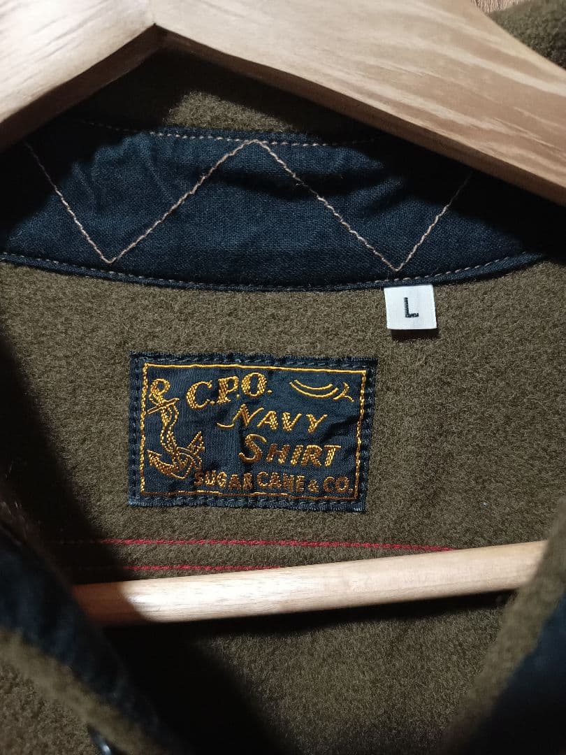 シュガーケーン　CPO NAVY SHIRT オリーブ色 Lサイズ
