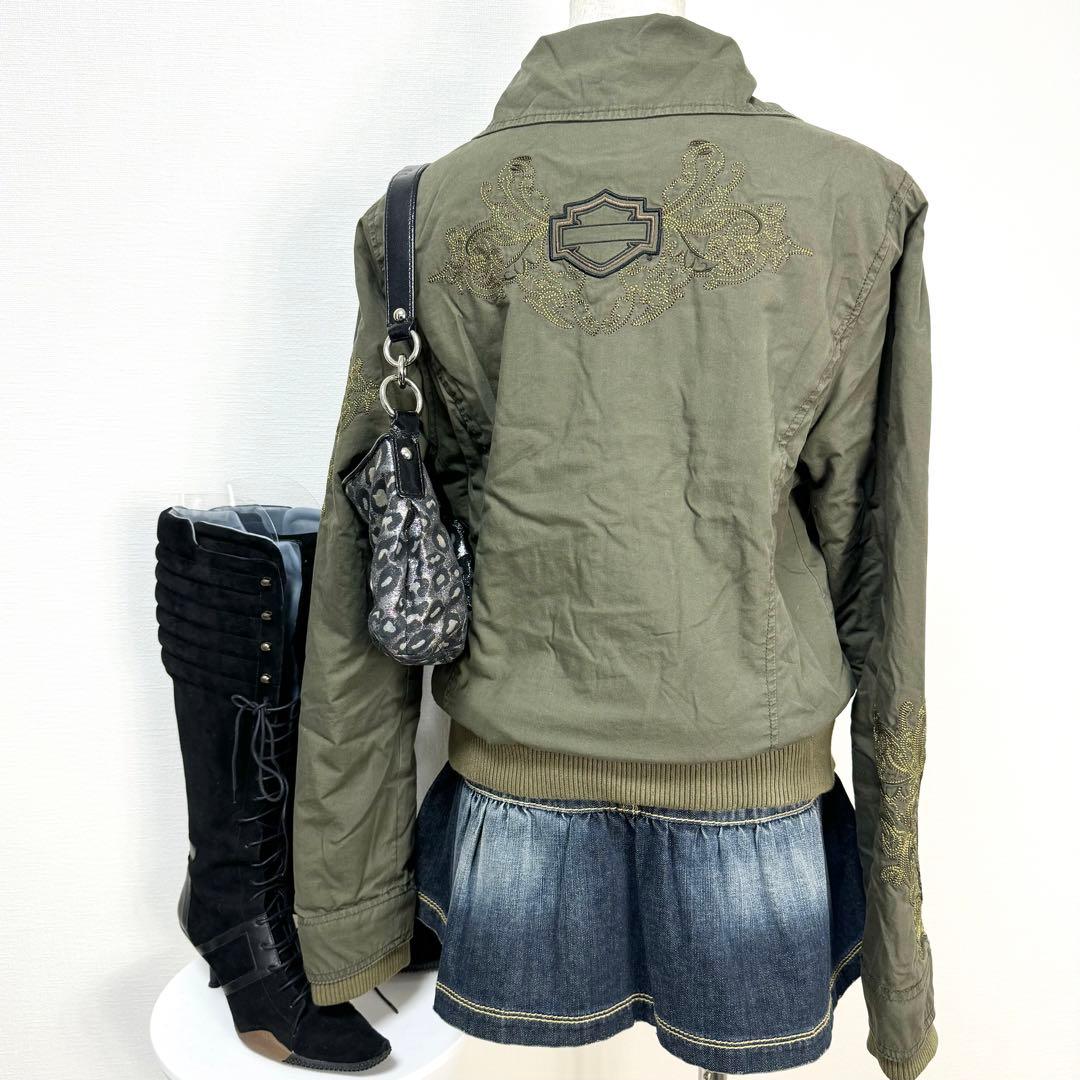 y2k✨️ Harley-Davidson 刺繍 ミリタリー ジャケット