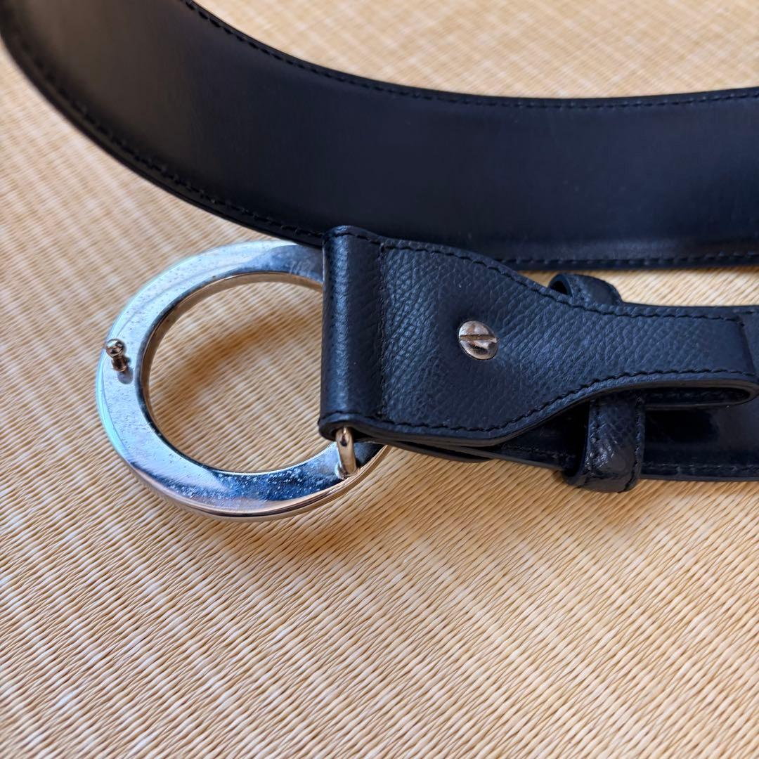 BULGARI ブラックレザーベルト　ブランド　ブルガリ　美品　サークルロゴ