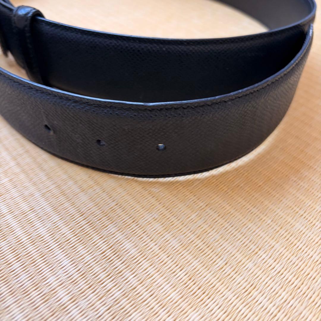 BULGARI ブラックレザーベルト　ブランド　ブルガリ　美品　サークルロゴ