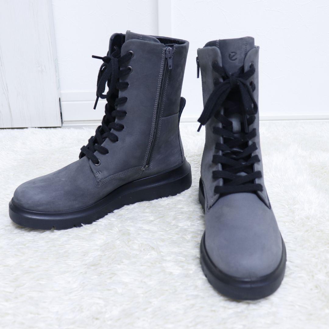 ecco　ヌーベル　レースアップ　サイドジップ　ブーツ　24cm