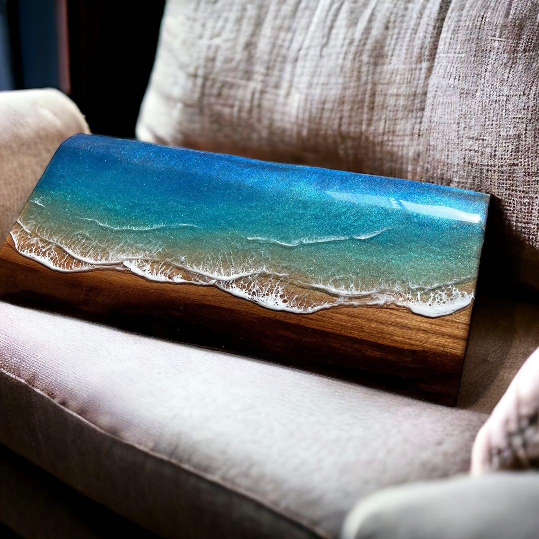 一枚板　レジンアート　海アート　インテリア　オーシャンアート　無垢　レジン