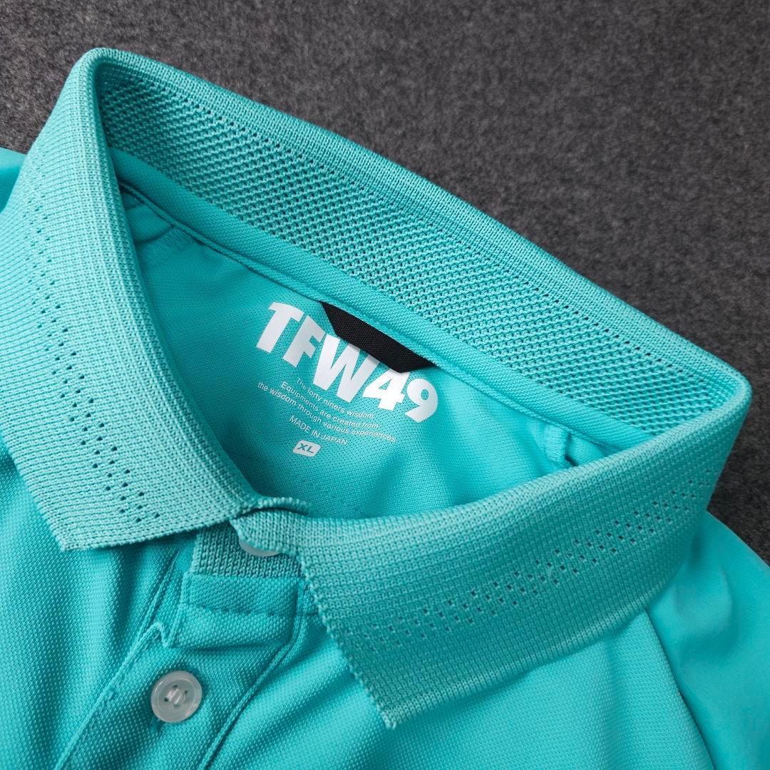 【TFW49】背中 ロゴネーム 半袖ゴルフポロシャツ ミントグリーン XL