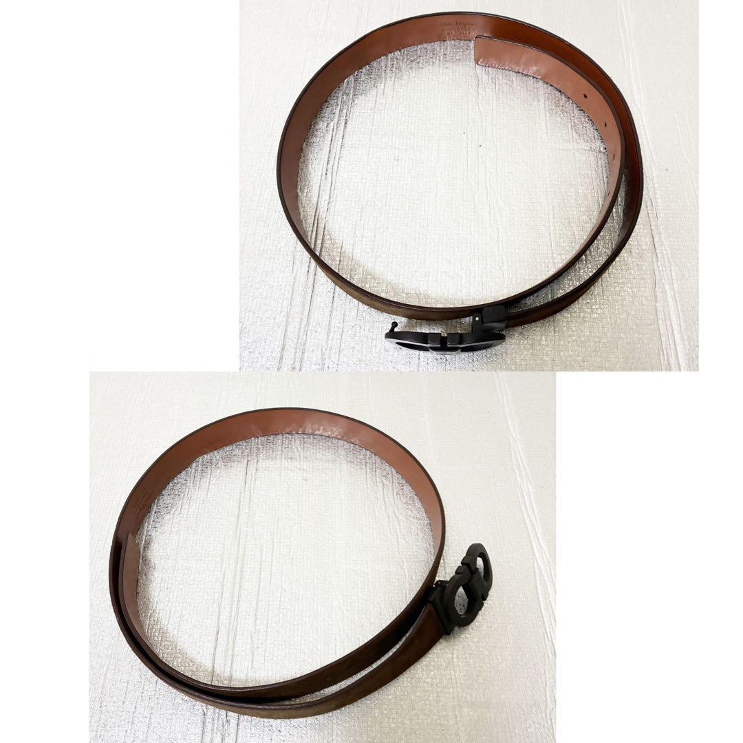 サルヴァトーレフェラガモ ベルト　ダブルガンチーニ　ダークブラウン系