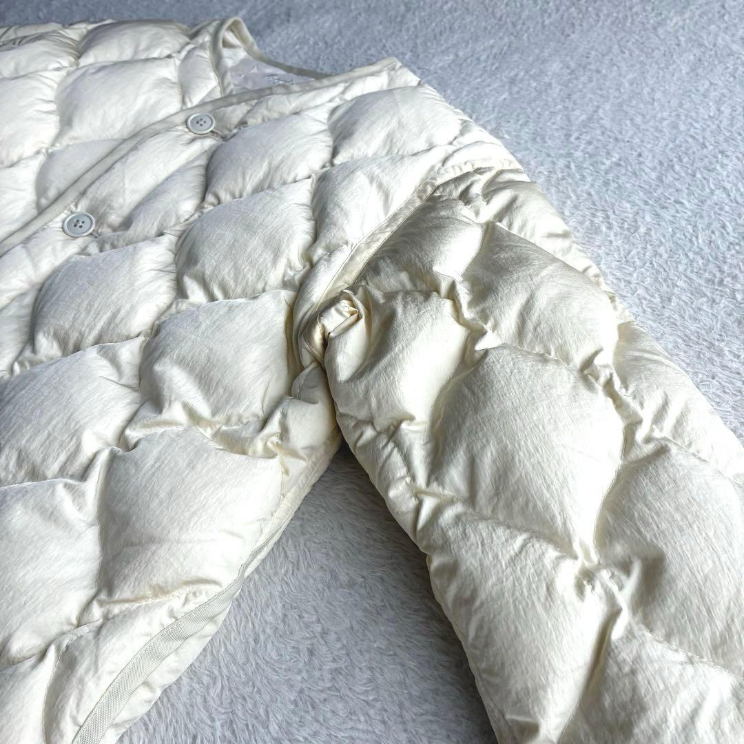 美品 オーシバル Bshop 撥水 キルトダウンカラーレスジャケット 2 生成り