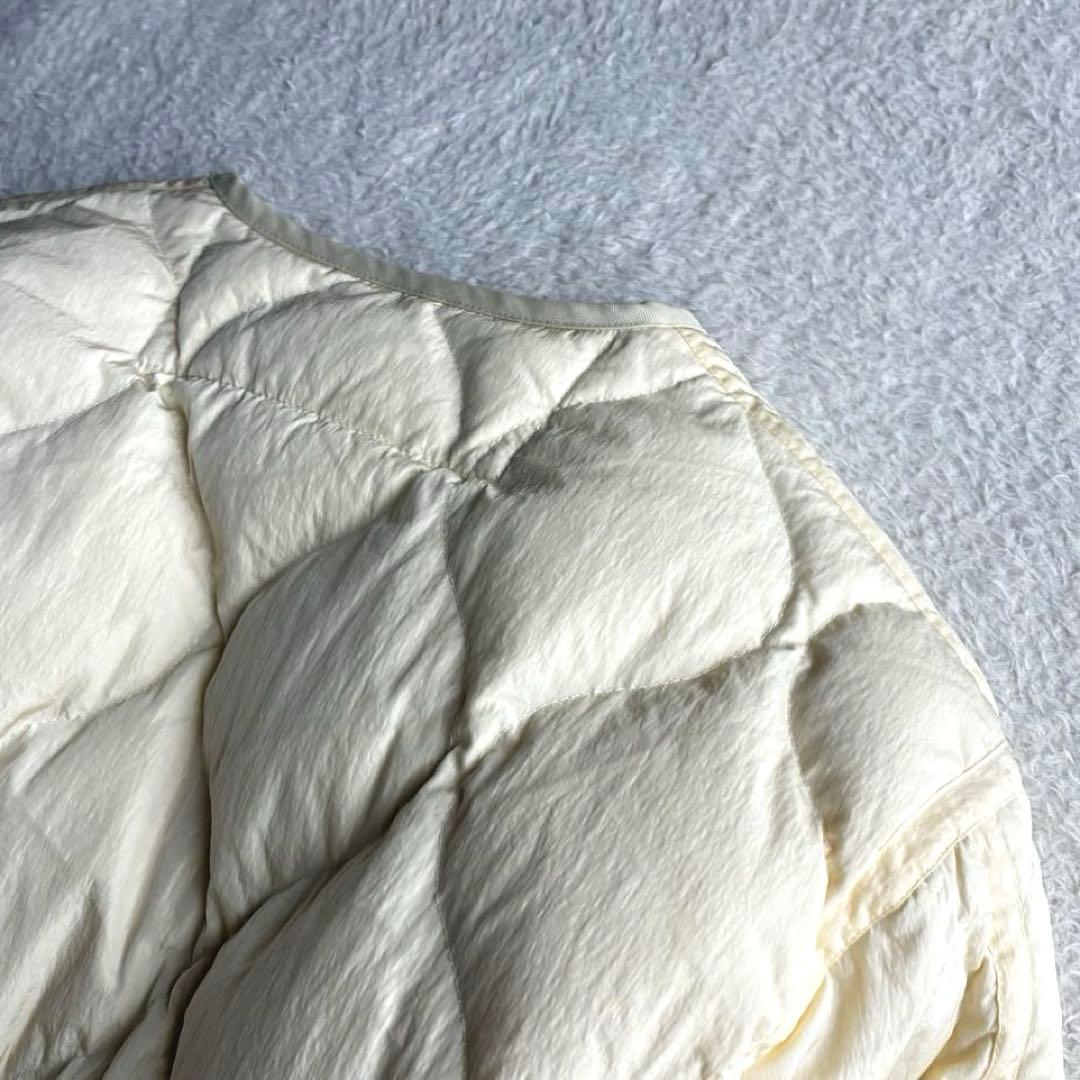 美品 オーシバル Bshop 撥水 キルトダウンカラーレスジャケット 2 生成り