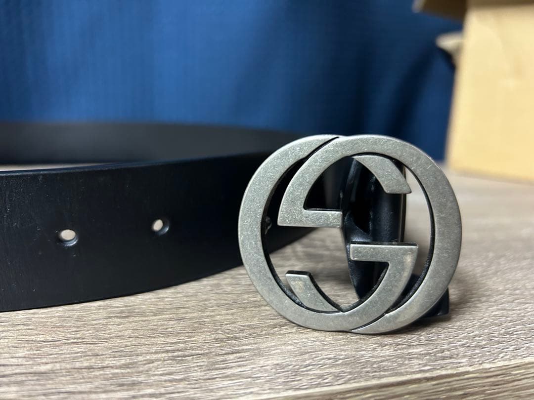 美品　GUCCI グッチ　ブラックレザーベルト