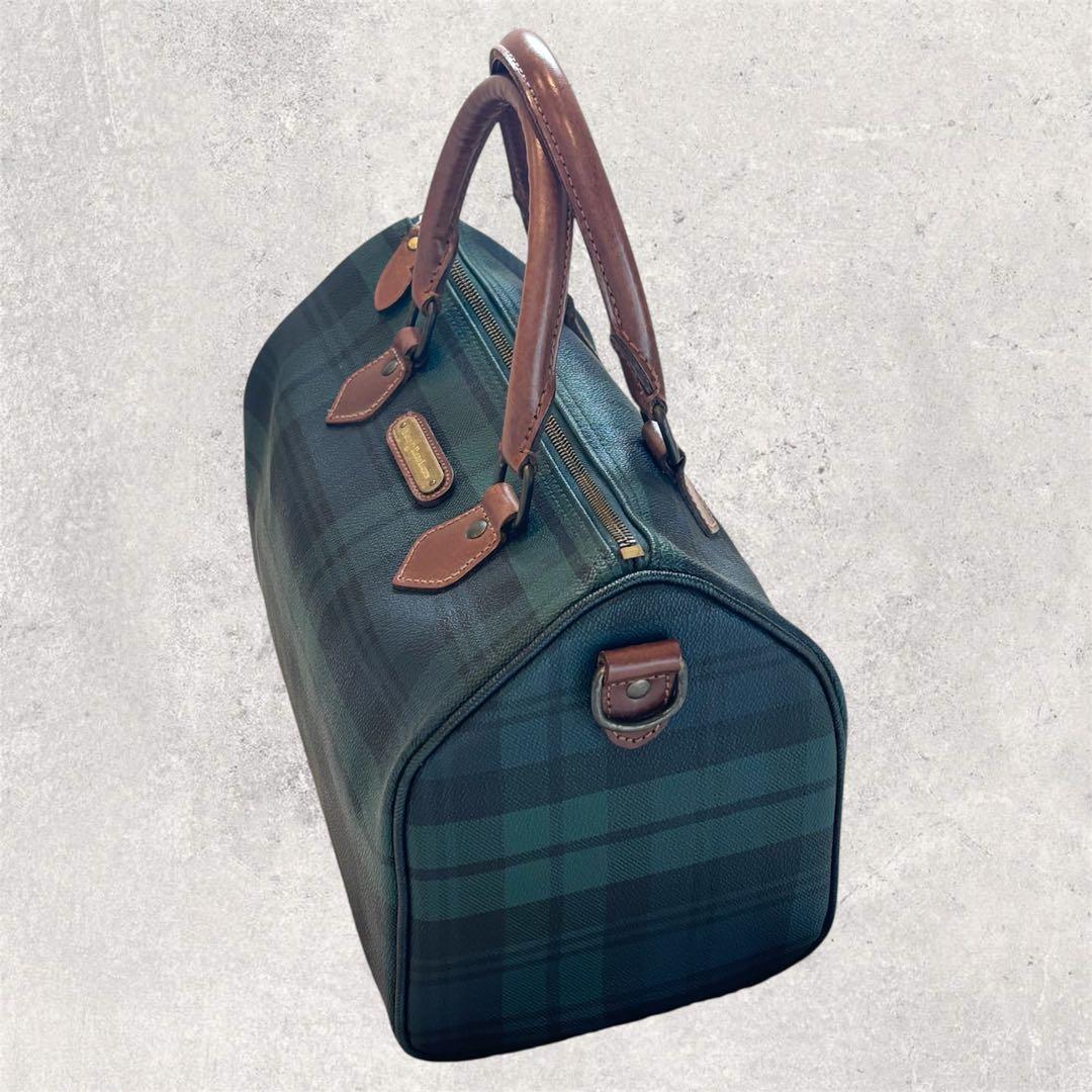 美品　ラルフローレン ミニボストンバッグ チェック柄　ユニセックス PVC