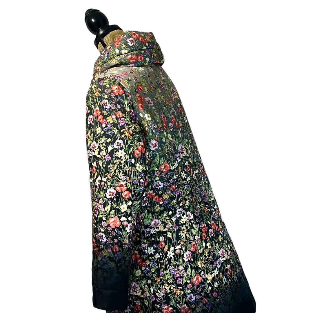 【美品】【LL】Healthy 絹 フラワー ダウンコート レディース