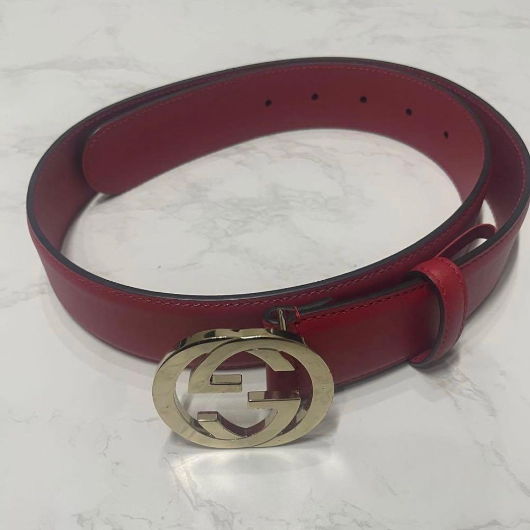 GUCCI GGロゴ 赤 レザー ベルト
