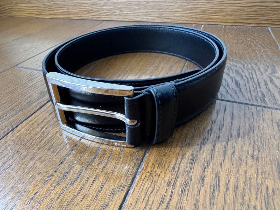 【未使用品】 PRADA メンズ レザーベルト ブラック サイズ80