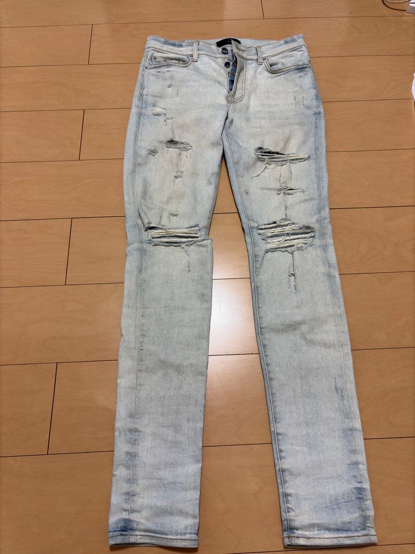 【G】AMIRI スキニーデニム ライトブルー ダメージ加工