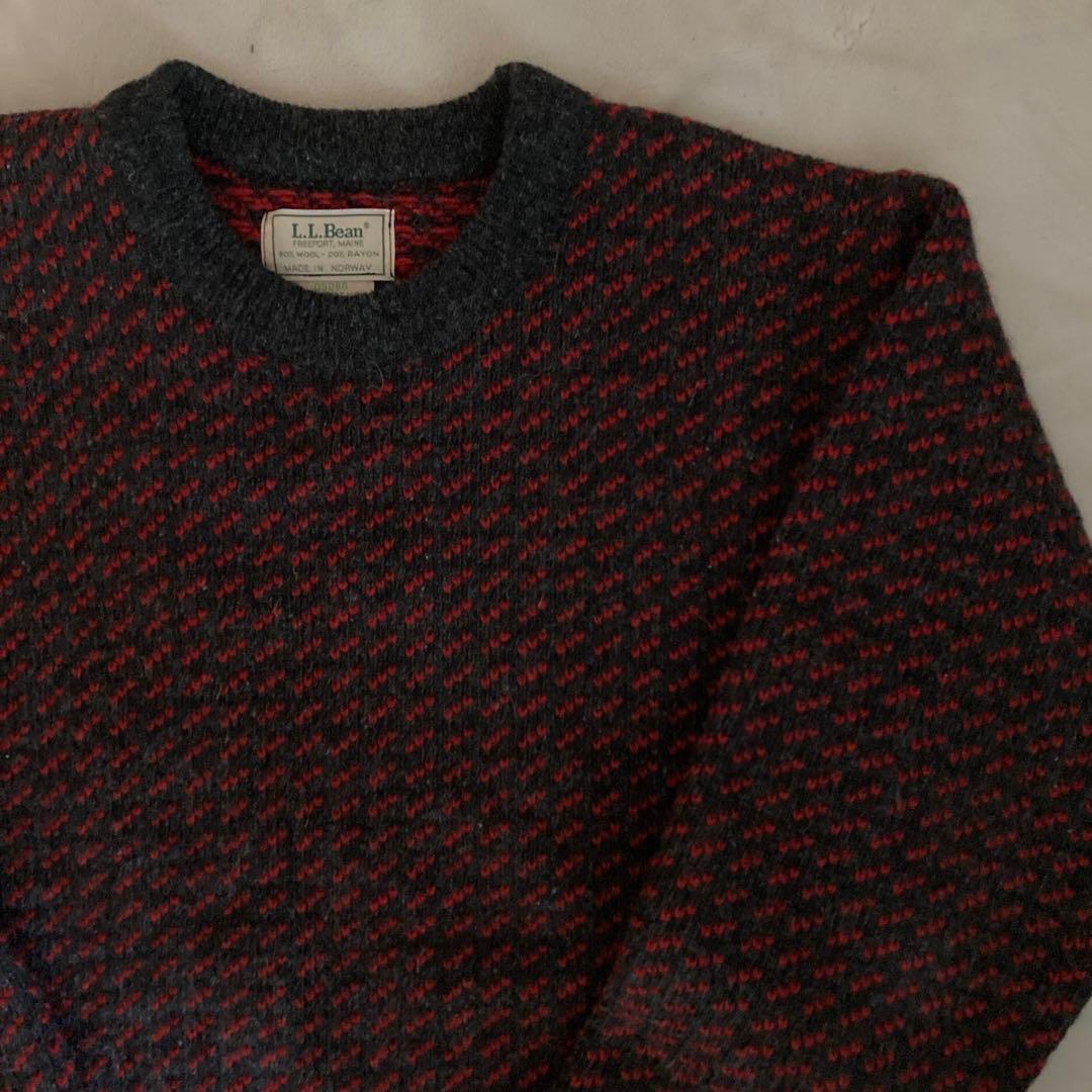 【ノルウェー製 80s】エルエルビーン　バーズアイニット サイズL 希少カラー