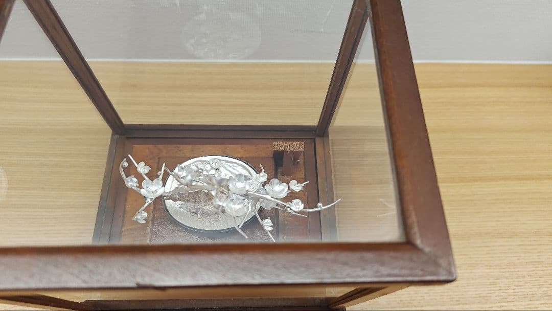 純銀製　梅　光則作　盆栽