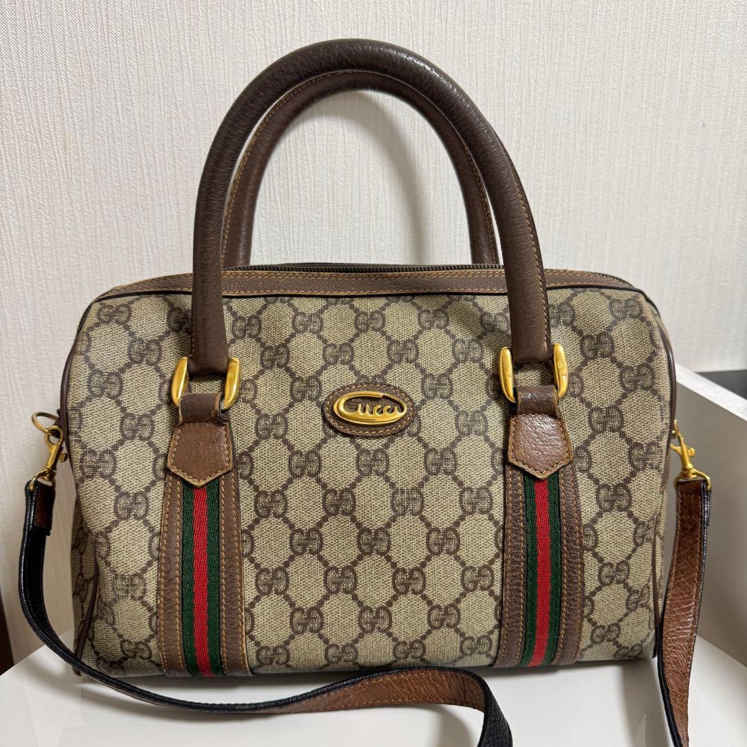 GUCCI グッチ GG柄シェリーライン ハンドバッグ ボストンバッグ